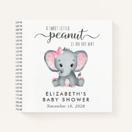 Cuaderno Cute Elephant Baby Girl Shower Guest Book