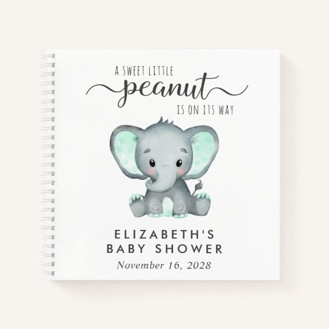 Cuaderno Cute Elephant Baby Shower Guest Book (Anverso)