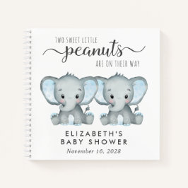 Cuaderno Cute Elephant Twin Boys Baby Shower Guest Book