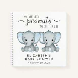 Cuaderno Cute Elephant Twin Boys Baby Shower Guest Book