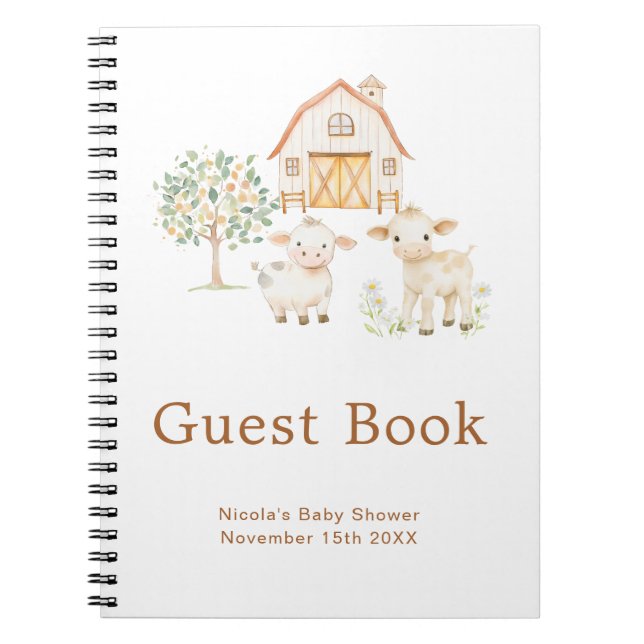 Cuaderno Cute Farm Barn Baby Shower Guest Book (Frente)