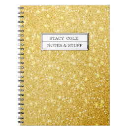 Cuaderno Cute Faux Purpurina Gold Custom Name Notebook