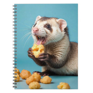 Cuaderno Cute Ferret comiendo bolas de queso