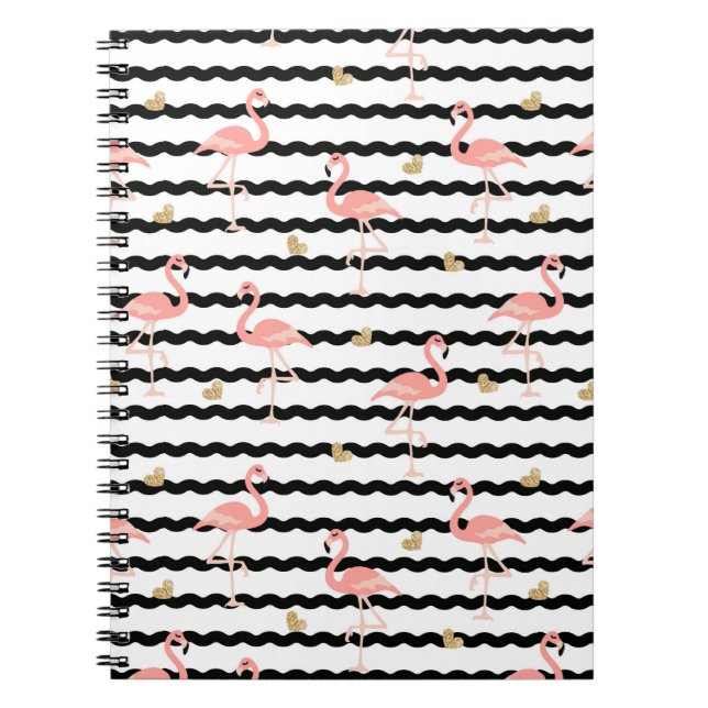 Cuaderno Cute Flamingo Rosa Patrón Sin Costuras (Frente)