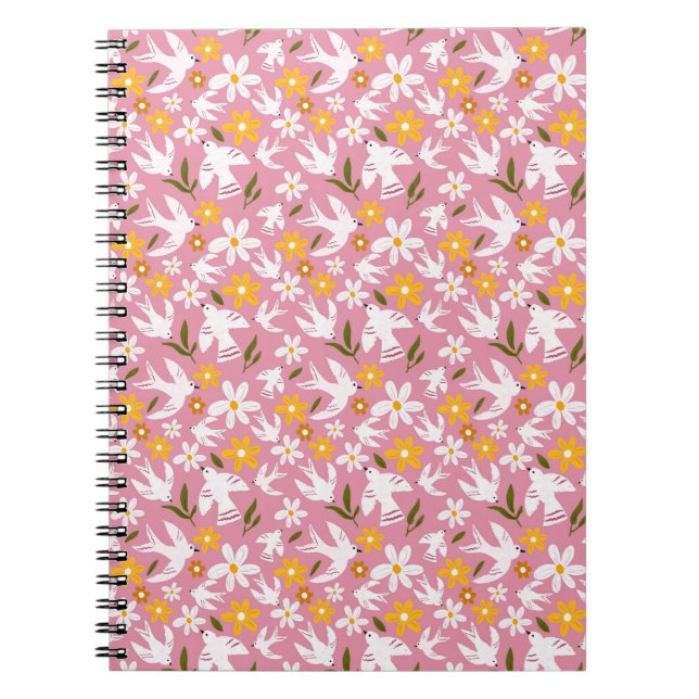 Cuaderno Cute Floral Bird Seamless Pattern (Frente)