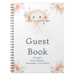Cuaderno Cute Floral Jellyfish Baby Shower Guest Book