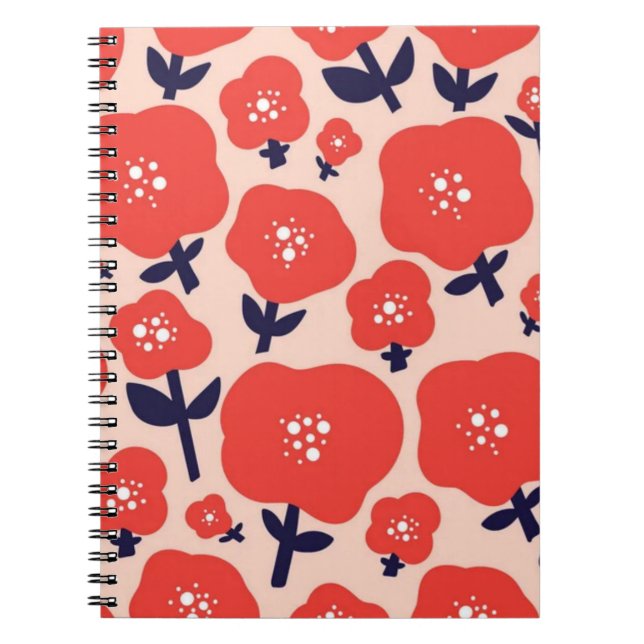Cuaderno Cute Floral Seamless Pattern – Red Spring Flowers  (Frente)