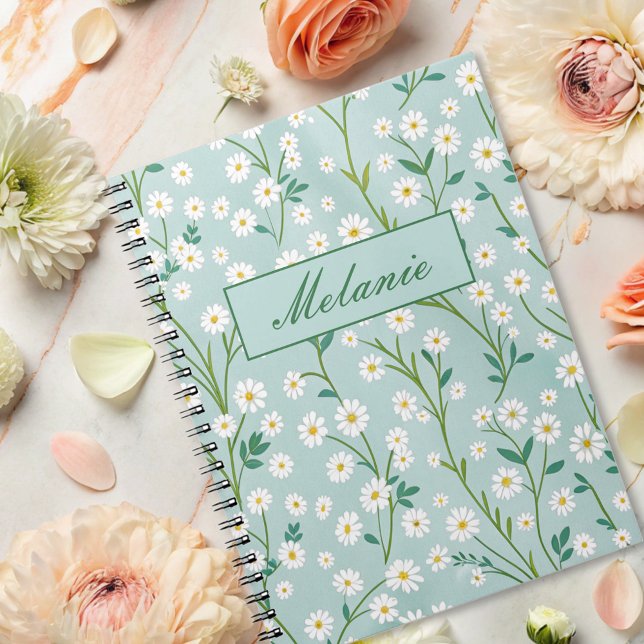 Cuaderno Cute Floral Spring Daisy Green Personalizado (Subido por el creador)