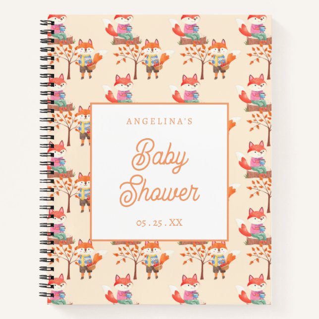 Cuaderno Cute Fox baby Shower Gift List (Anverso)