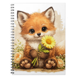 Cuaderno Cute Fox Flower Notebook – Kawaii Animal