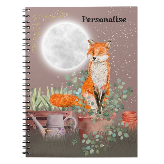 Cuaderno Cute Fox Moon Eucalyptus Journal Notebook (Frente)