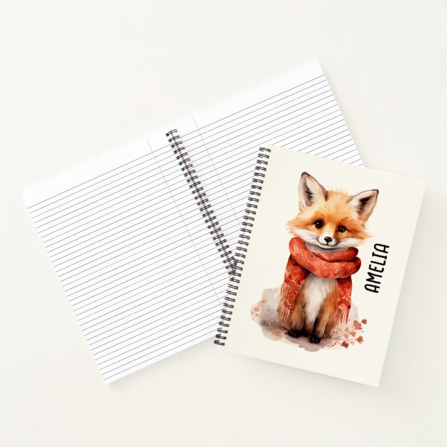 Cuaderno Cute Fox Pup in a Red Scarf (Interior)