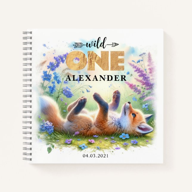 Cuaderno Cute Fox Wild One Birday Guest Book (Anverso)