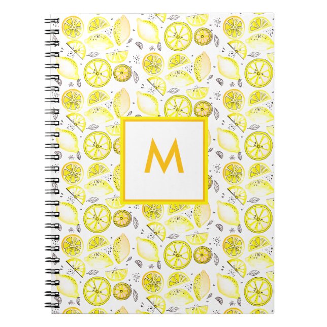 Cuaderno Cute Fresco Verano Citrus Lemon Doodle Amarillo (Frente)