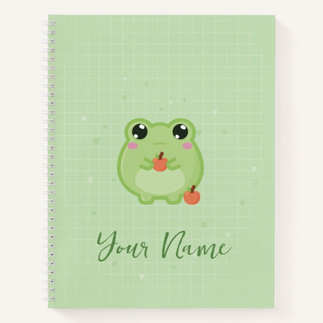 Cuaderno Cute frog Personalised notebook, green journal (Anverso)
