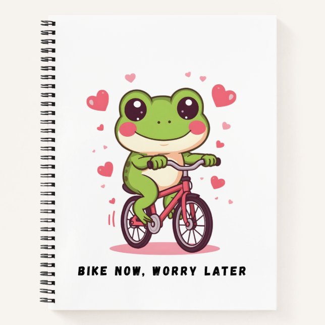Cuaderno Cute Frog Riding Bicycle | Funny Frog Lover Gift (Anverso)