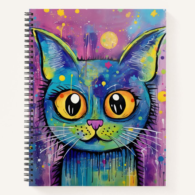 Cuaderno Cute Funny Kitty Cat Mixed Media Animal Pet (Anverso)