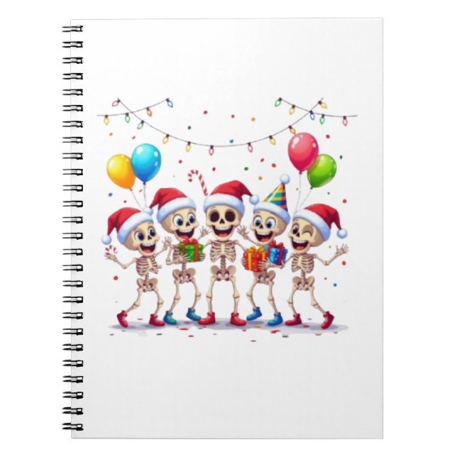 Cuaderno Cute Funny Skeletons Christmas & New Year Celebrat (Frente)