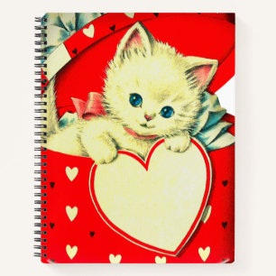 Cuaderno Cute Gatito Corazón Gato Vintage Retro Kitty