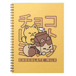 Cuaderno Cute gato montando leche de chocolate Carton Kawai