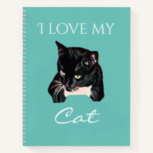 Cuaderno Cute gato negro Personalizado foto portátil turqu