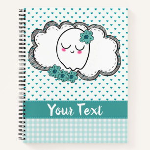 Cuaderno Cute Ghost Girly Green Hearts Diseño para Portátil