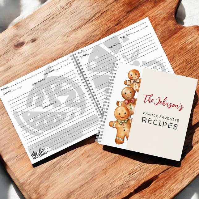 Cuaderno Cute Gingerbread Cookies Familia Recetas Favoritas (Subido por el creador)