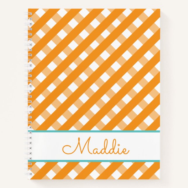 Cuaderno Cute Gingham Personalized Spiral Notebook (Anverso)