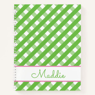 Cuaderno Cute Gingham Personalized Spiral Notebook