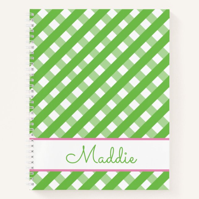 Cuaderno Cute Gingham Personalized Spiral Notebook (Anverso)