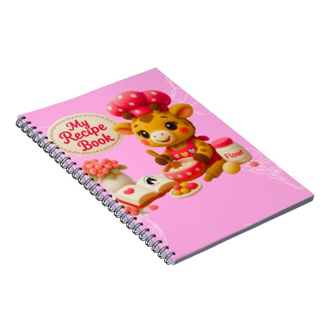 Cuaderno Cute Giraffe My Recipe Book Kawaii Pink Notebook (Lado Derecho)