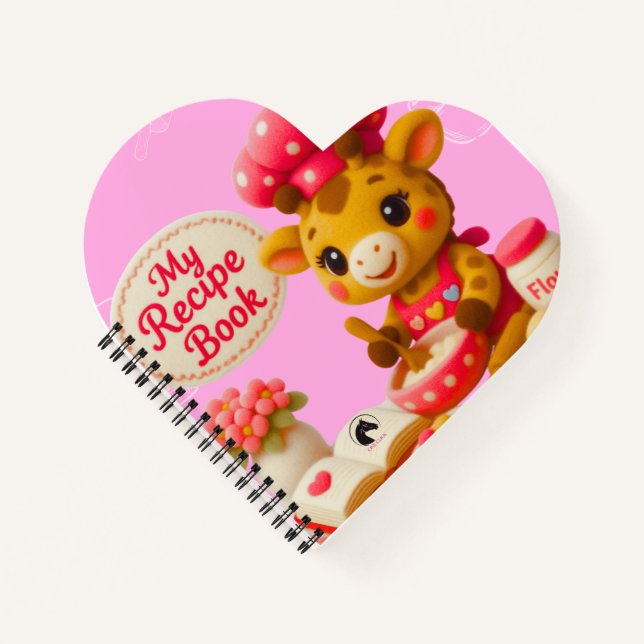 Cuaderno Cute Giraffe My Recipe Book Kawaii Pink Notebook (Anverso)