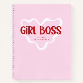 Cuaderno Cute Girl Boss Pink and Red Custom Name Year