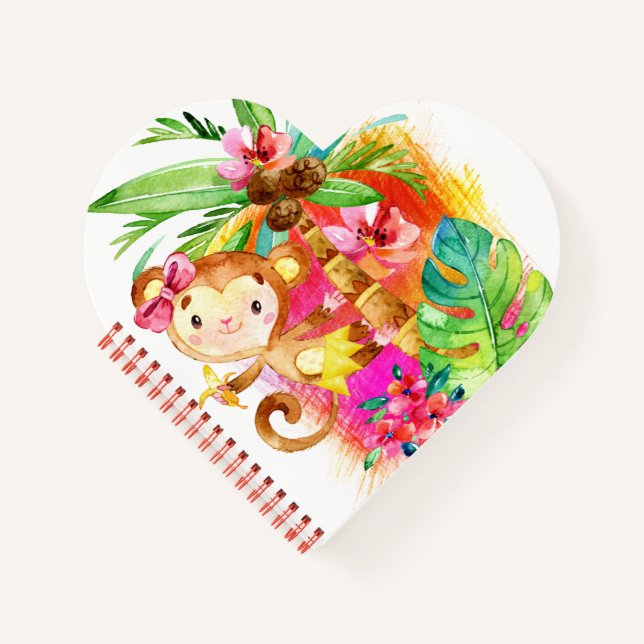 Cuaderno Cute Girl Monkey Climbing Tree (Anverso)