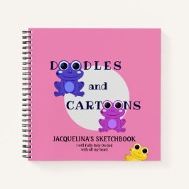 Cuaderno Cute Girly Colorful Frog Personalizado Doodles Ske
