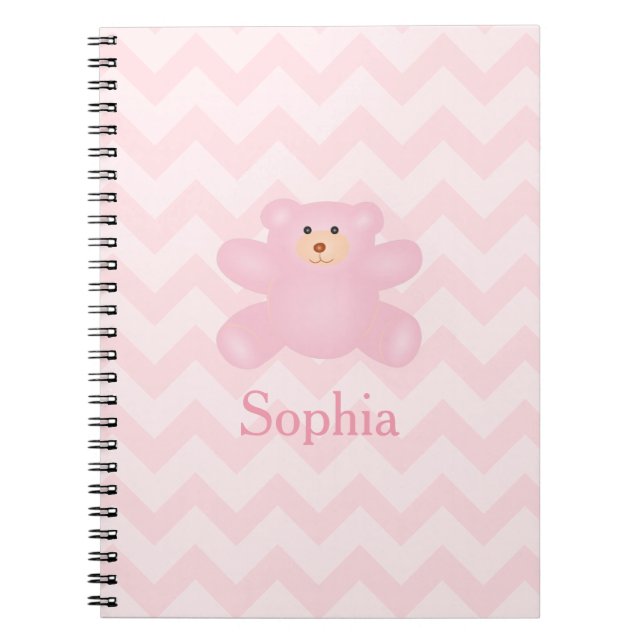Cuaderno Cute Girly Pastel Rosa Teddy Bear (Frente)