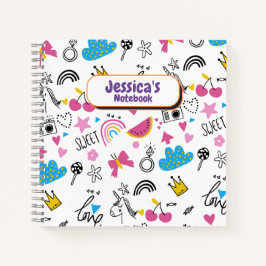 Cuaderno Cute Girly Unicorn Stars Rainbow Fun Nombre