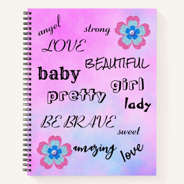 Cuaderno Cute glitter floral blooming garden (Anverso)