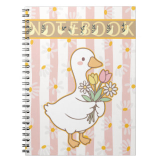 Cuaderno Cute Goose Floral Pink Spiral Notebook