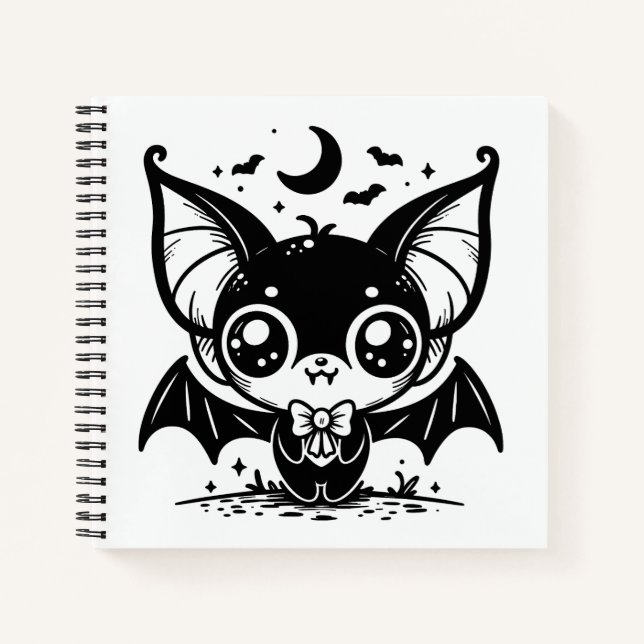 Cuaderno Cute Gótico Vampiro Bat Spooky Kawaii (Anverso)