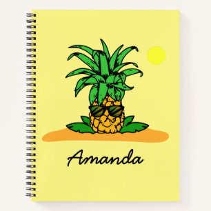 Cuaderno Cute gracioso piña amarillo personalizado