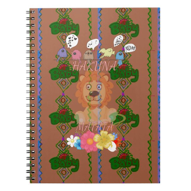Cuaderno Cute gracioso Rey del León Bebé: Diseño de Hakuna  (Frente)