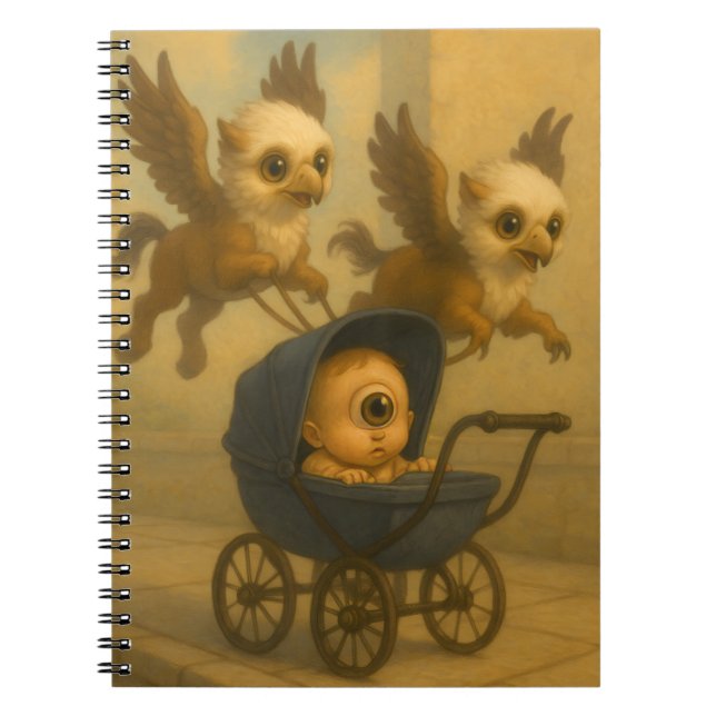 Cuaderno Cute Griffins y Cyclops Bebé Mitología Fantasía Ar (Frente)