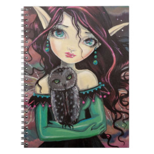 Cuaderno Cute Hada Gótica de Ojos Grandes y Búho