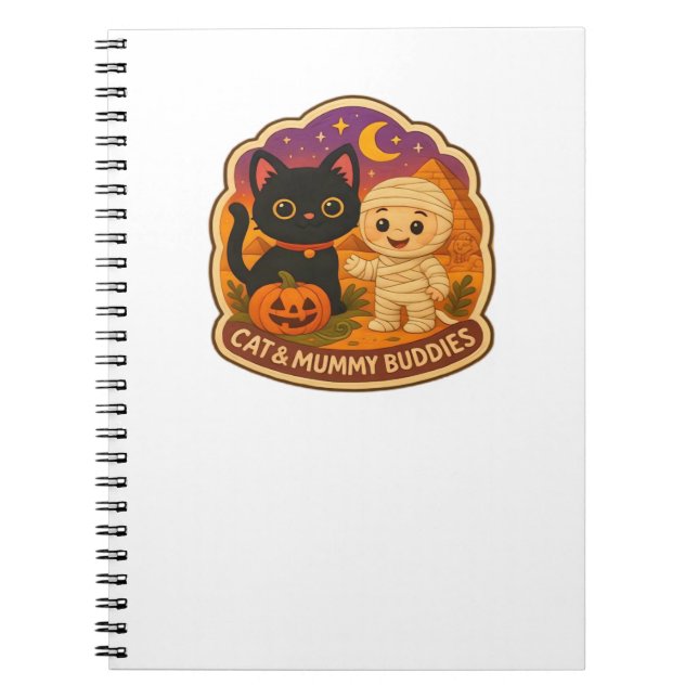 Cuaderno Cute Halloween Cat y momia Embroidery Parche Stic (Frente)