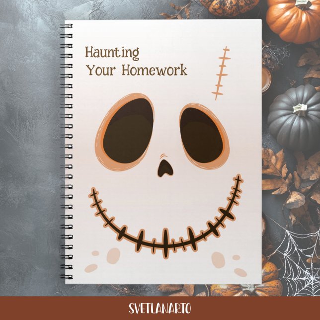 Cuaderno Cute Halloween Skull Face Spiral Notebook (Frontal view)