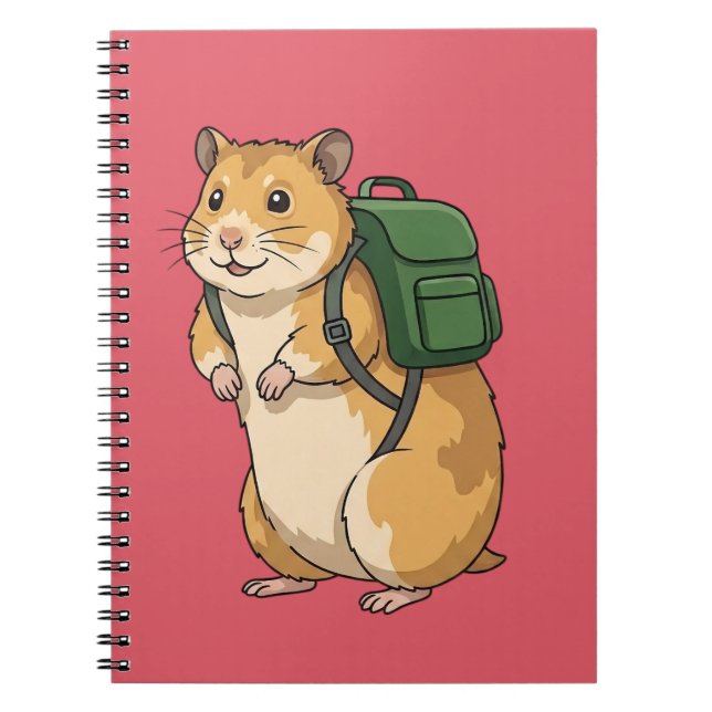 Cuaderno Cute Hámster Montañero con Mochila (Frente)