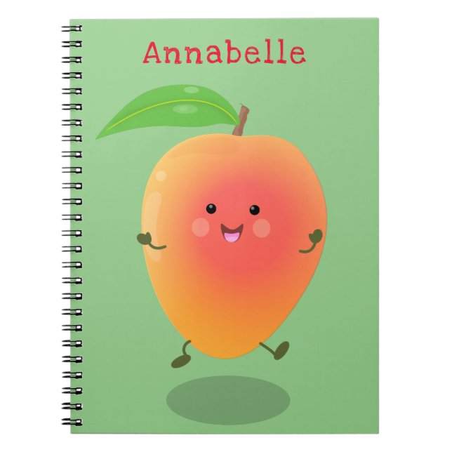 Cuaderno Cute happy mango yellow cartoon illustration (Frente)