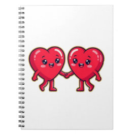 Cuaderno Cute Heart Characters Holding Hands