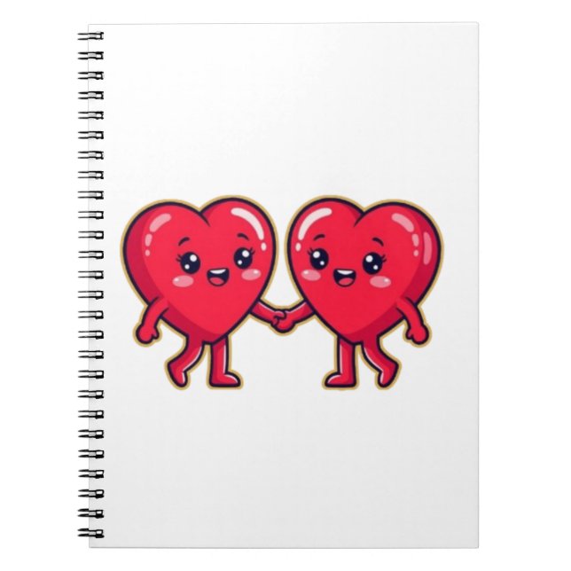 Cuaderno Cute Heart Characters Holding Hands (Frente)